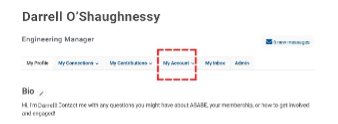 ASABE Engage Communication Settings My Account Button